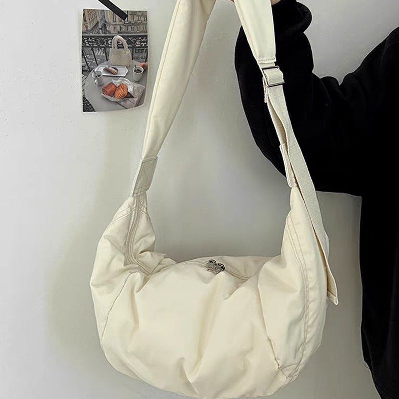 Bolso de hombro sencillo informal de algodón con plumón de bola de masa de gran capacidad