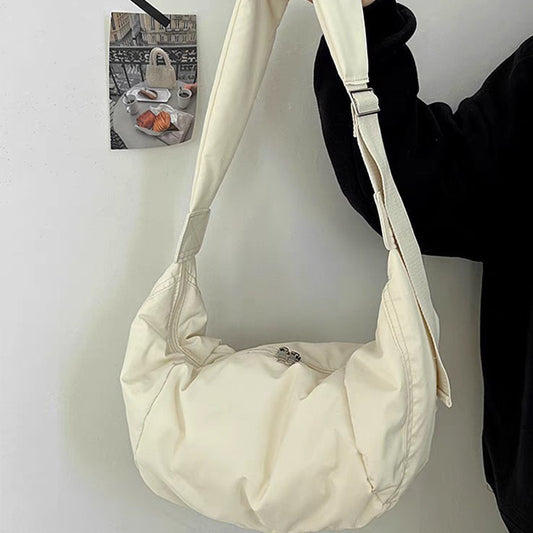 Bolso de hombro sencillo informal de algodón con plumón de bola de masa de gran capacidad