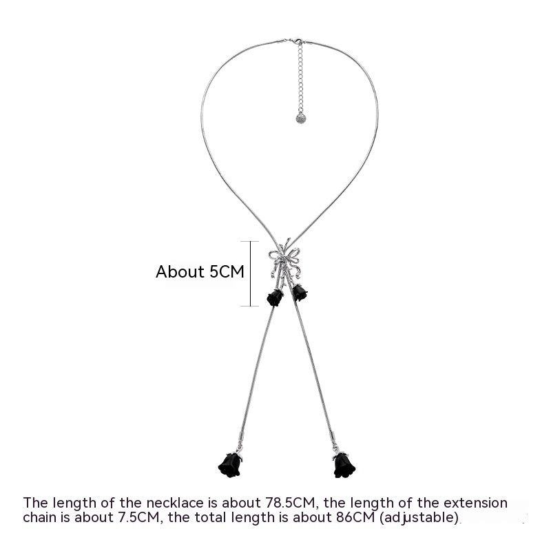 Collar original de rosa con goteo de aceite de mariposa para mujer