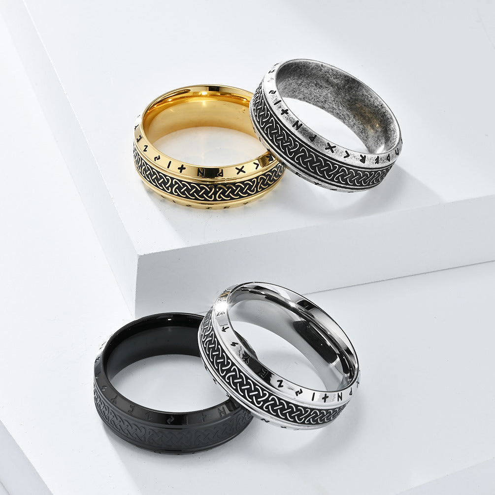 Bague en acier titane texte Viking