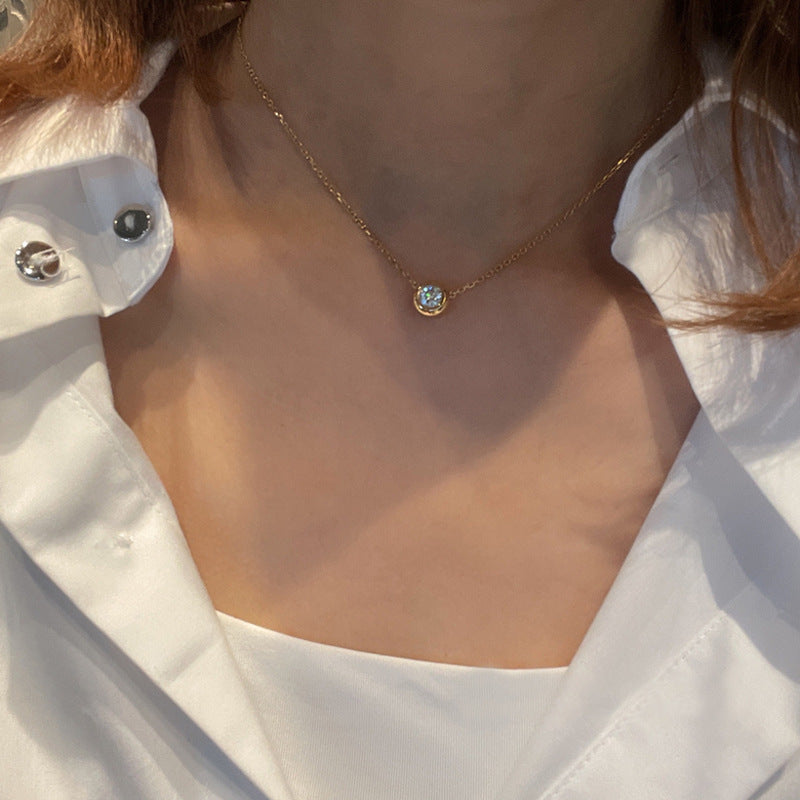 S925 Sterling Silver Single Diamond Bubble Necklace