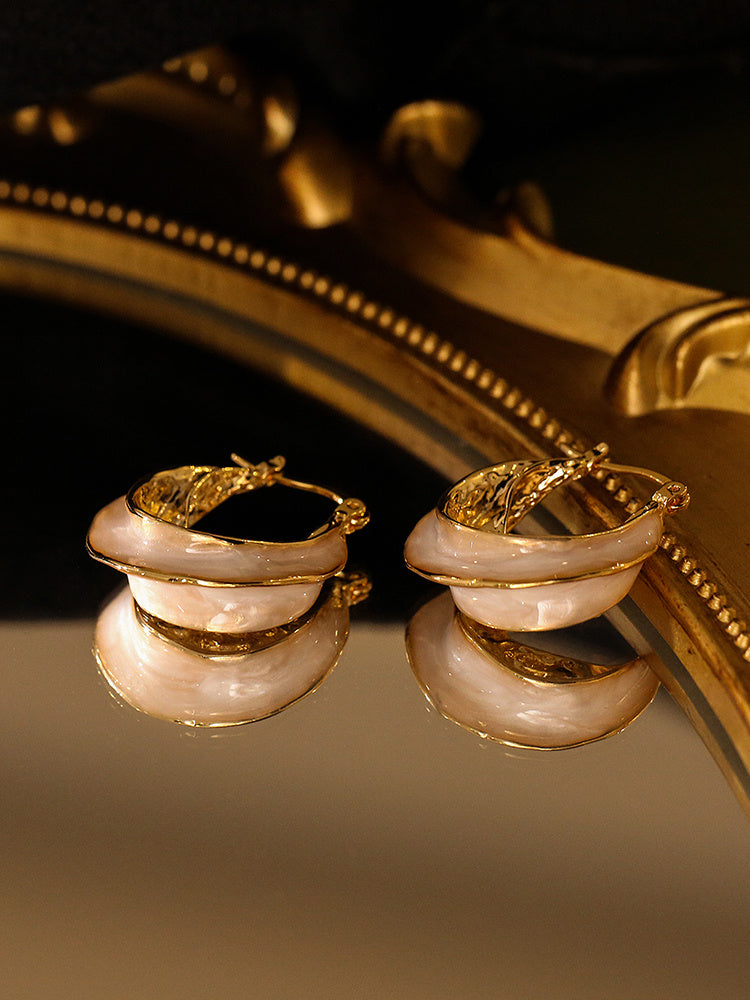 Boucles d'oreilles cercle français émaillées goutte à goutte pour femmes