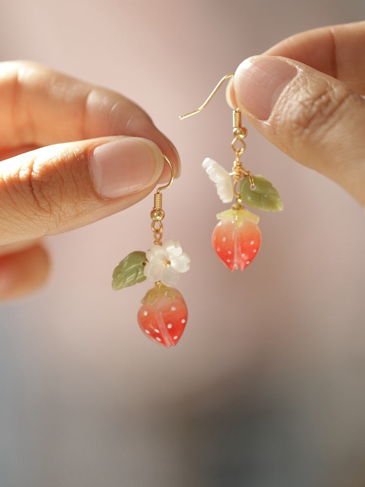 Pendientes largos de epoxi rosa hechos a mano