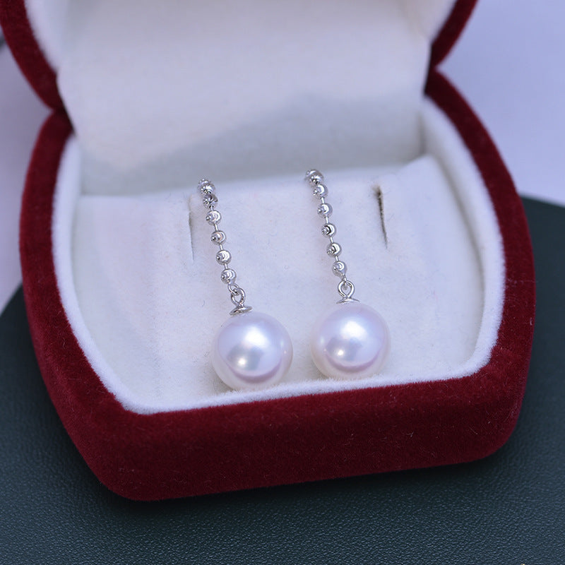 Pearl White Purple Perfect Circle Strong Light Ear Studs