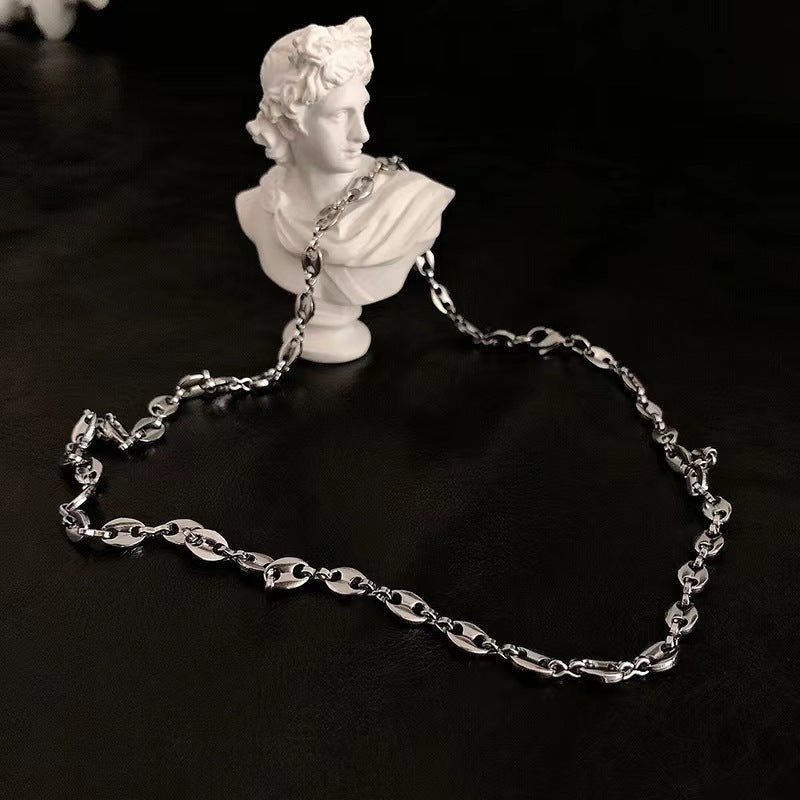 Titanium Steel Coffee Bean Men And Women Simple Necklace