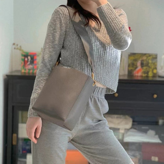 Sac femme en cuir véritable grande capacité sac à bandoulière