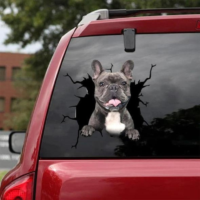Pared de animales, todo tipo de cachorros, pegatinas electrostáticas creativas con agujero roto para ventana de coche