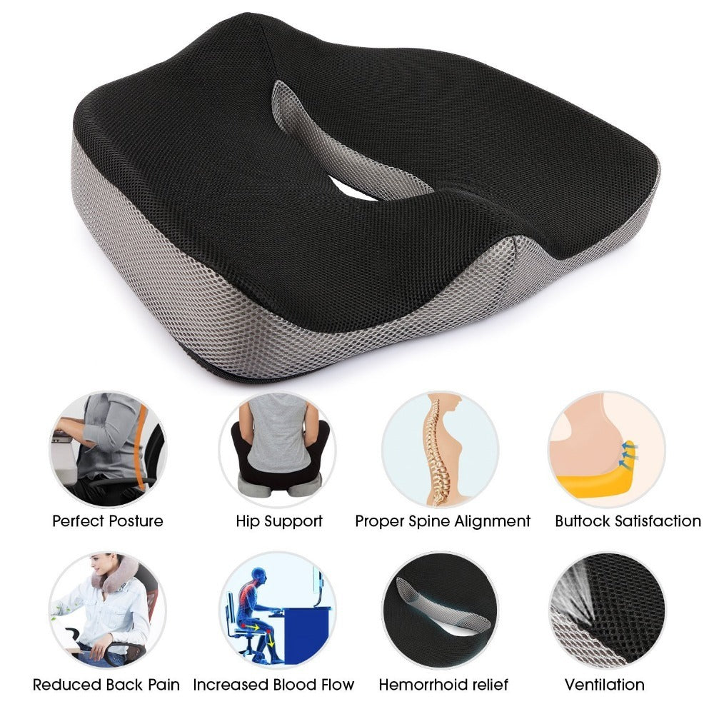Coccyx orthopédique confortable en mousse à mémoire de forme chaise coussin de siège de voiture pour le bas du dos Coccyx hémorroïdes médicales coussin Almofadas 