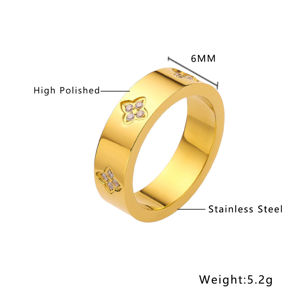 Bague en acier titane sertie de diamants Female Love