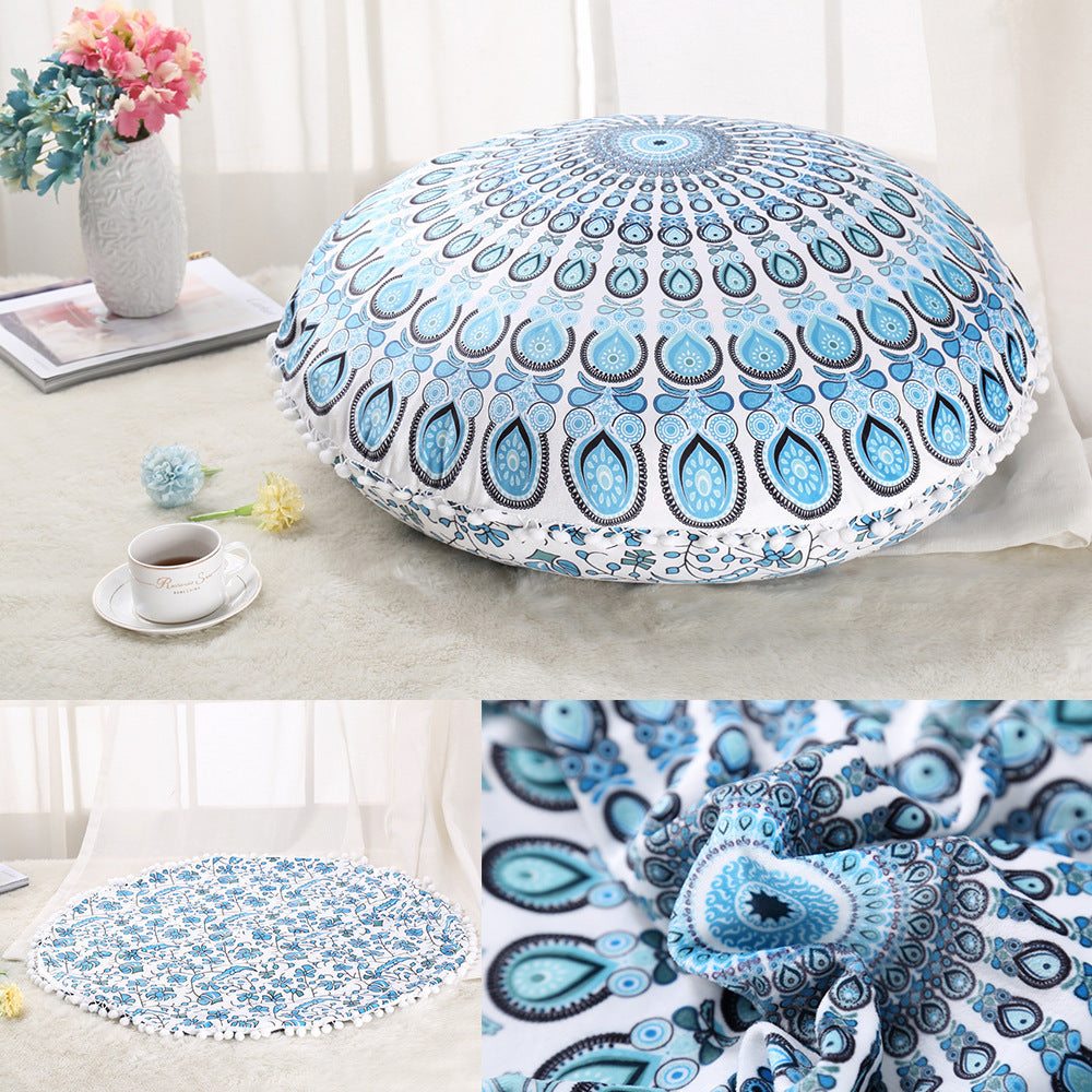 Oreillers de sol Mandala colorés, Ottoman rond, coussin de méditation bohème, Pouf