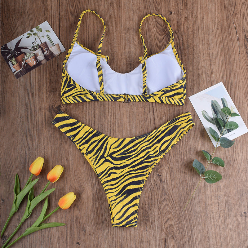 Maillot de bain femme imprimé tigre tube top