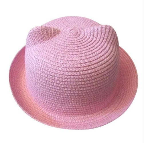 Chapeau d'été coréen oreilles de chat mignon, chapeau de paille, chapeau de soleil