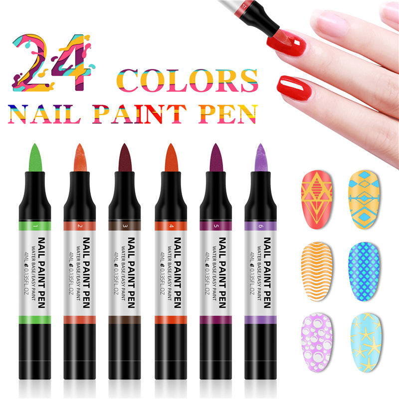 Stylo de peinture de vernis à ongles 24 couleurs, stylo de fleur de peinture 3D, stylo de fleur de dessin à base d'eau, stylo de vernis à ongles sans goût