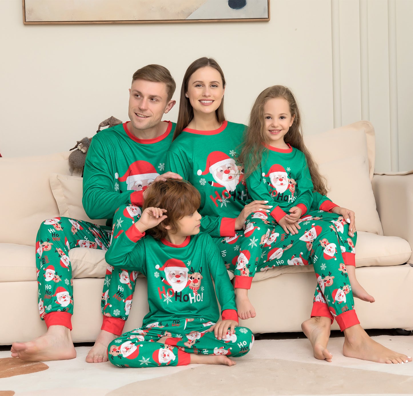 Pyjamas de noël pour la famille, ensembles assortis pour la famille, vêtements de nuit avec haut imprimé du père noël