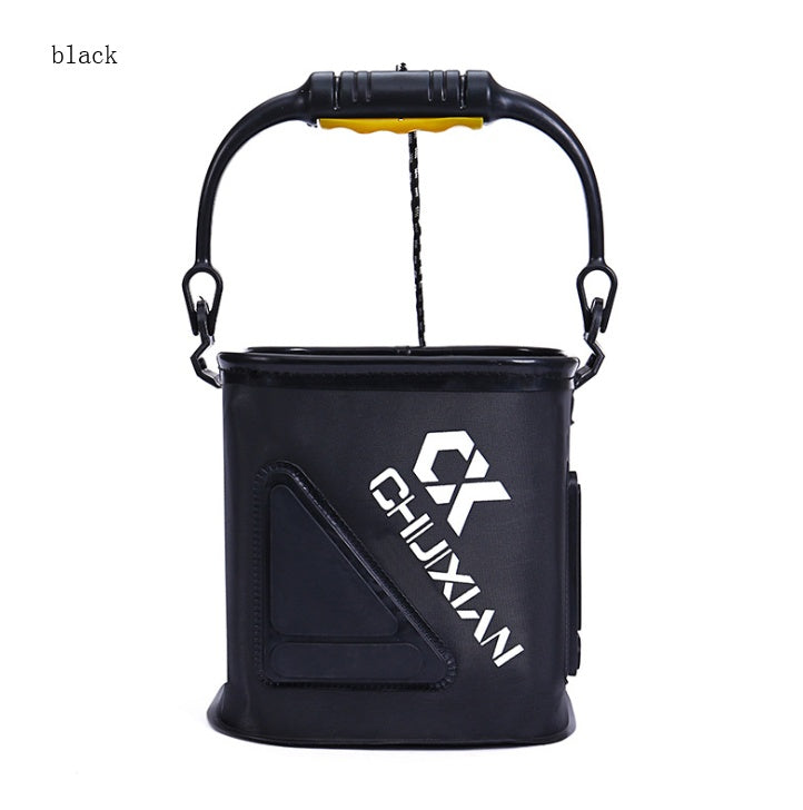 Cubo de pesca con cuerda, cubo para pescado grueso eva, caja plegable para peces vivos, barril de pesca pequeño, equipo de pesca 