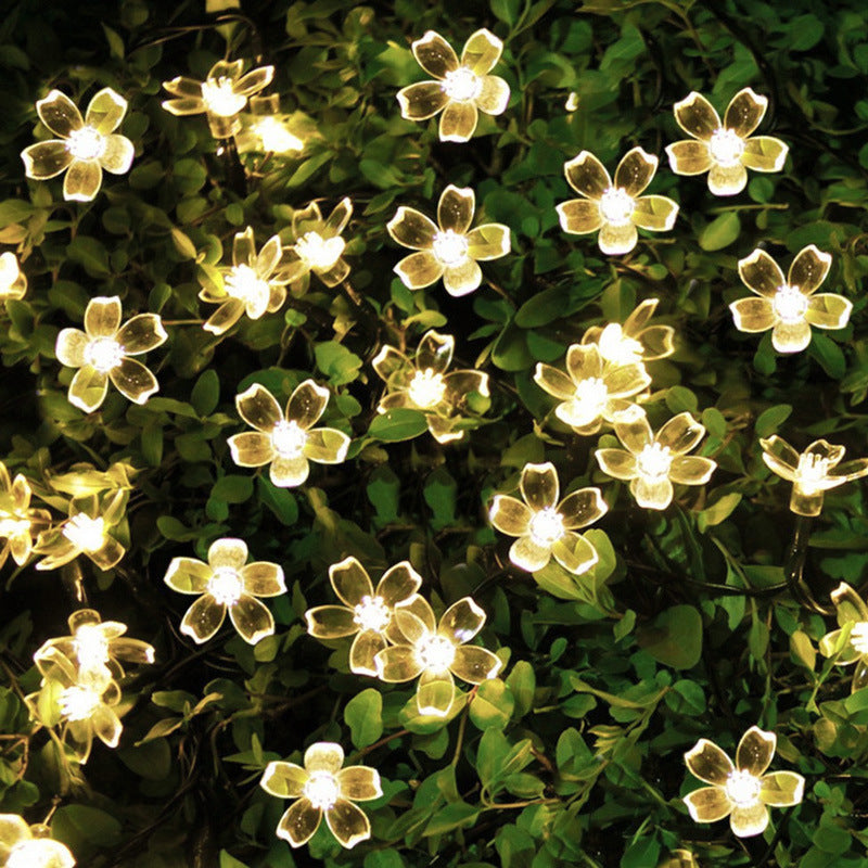 Guirlande lumineuse à énergie solaire, lumière clignotante, fleurs, vacances de noël