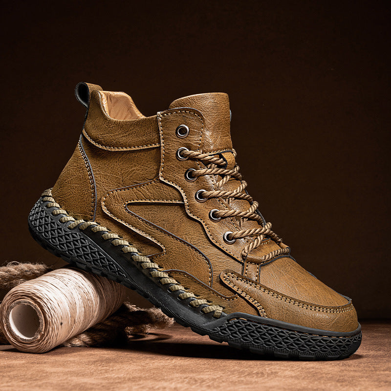 Zapatos de cuero de caña alta con aislamiento de felpa de invierno