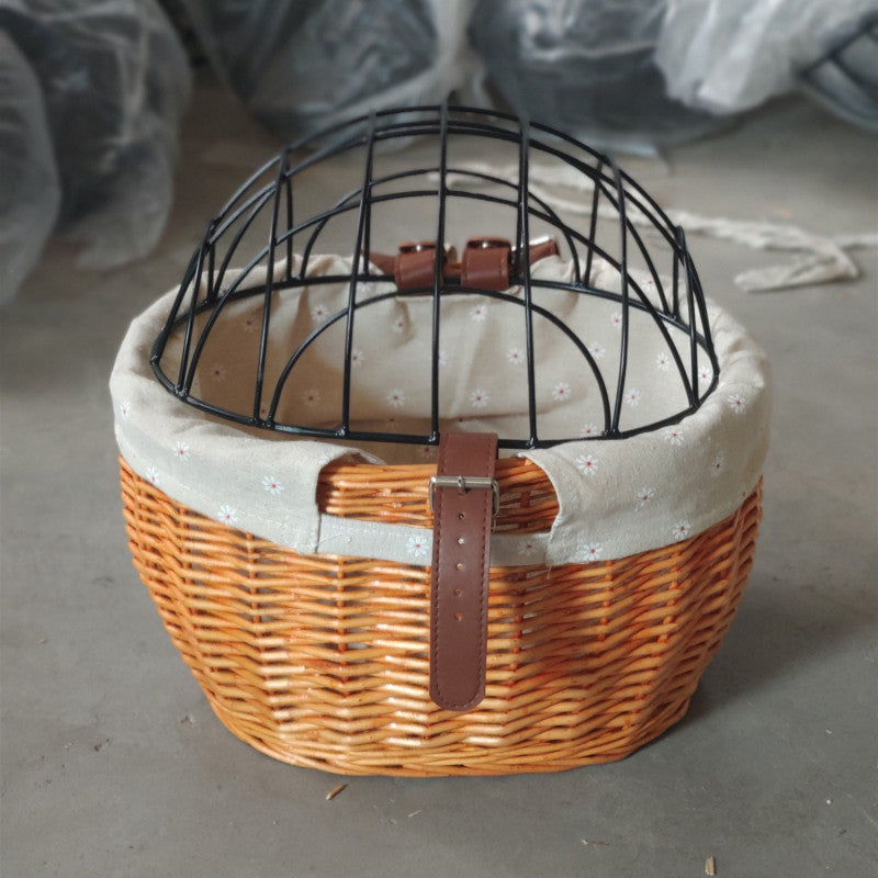 Panier à poignée avant de vélo pour chat et chien, poignée de siège pour animal de compagnie, panier de vélo de route en osier, Cage pour chat et chien