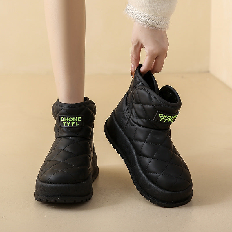 Bottes de neige montantes doublées de polaire Chaussures décontractées rembourrées en coton