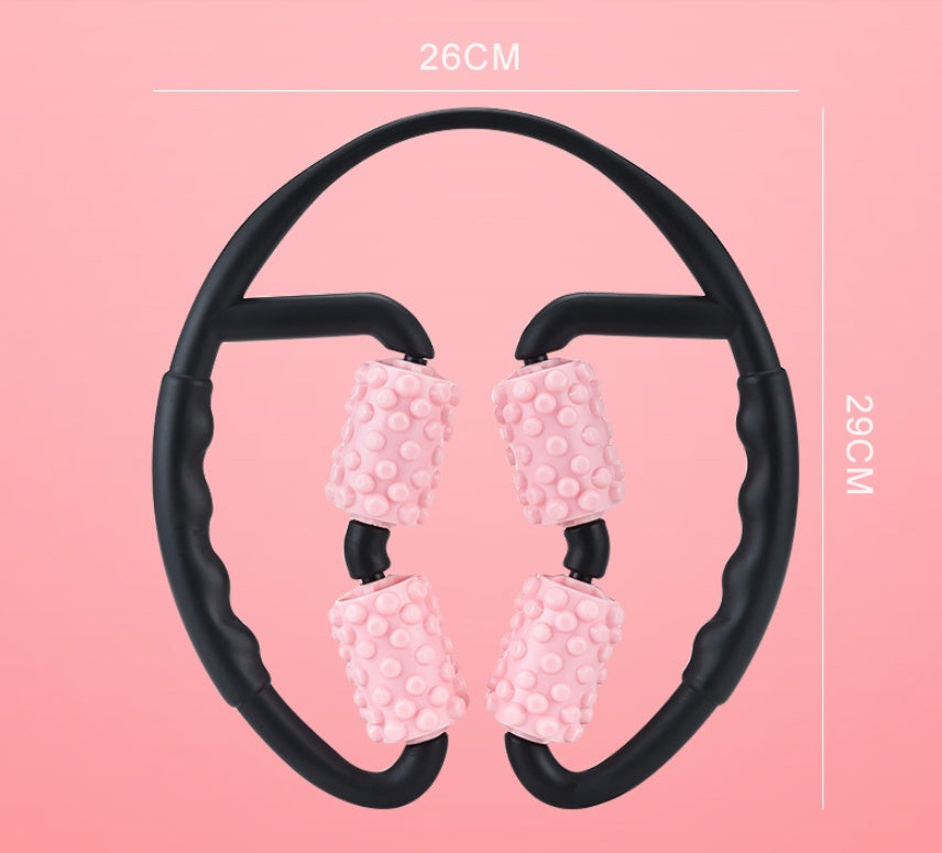 Masseur musculaire multifonctionnel, rouleau de Relaxation, anneau de serrage, Yoga, façonnage du corps, appareil de Fitness à 4 roues pour le sport