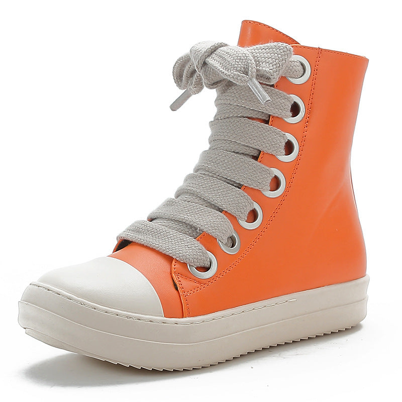 Petites bottes en cuir de rue style collège