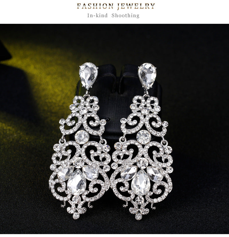 Women's Fashionable Alloy Diamond Crystal Earrings