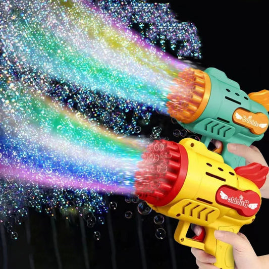 Pistola de burbujas luminosa Gatling, juguetes pequeños eléctricos para niños