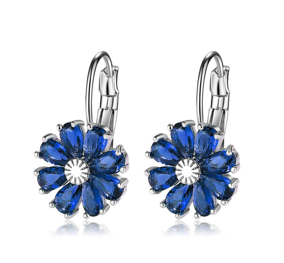 Flower Color Zircon Stud Earrings For Women