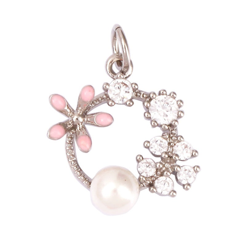 Pure Copper Micro-inlaid Color Flower Zircon Hollow Glossy Flower Listing