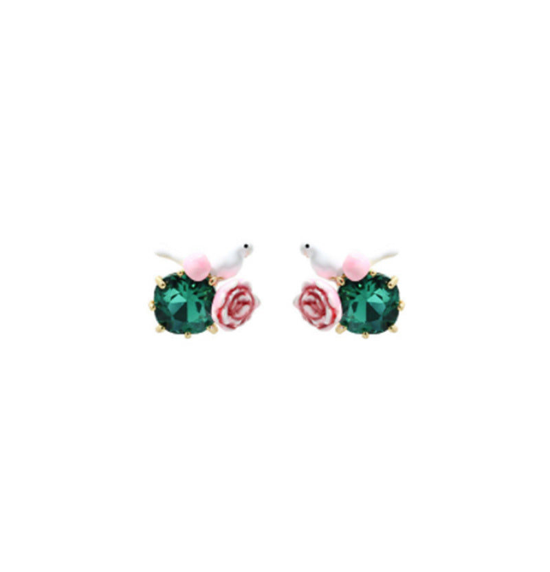 Collier de boucles d'oreilles plaqué or et émail série papillon colombe blanche