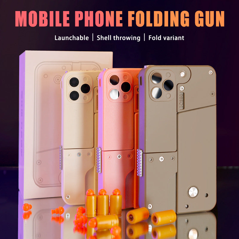 Bala de pistola plegable, juguete para lanzar conchas automáticas, juguete de bala suave creativo, apariencia de teléfono móvil, pistola interactiva al aire libre, regalo para niños