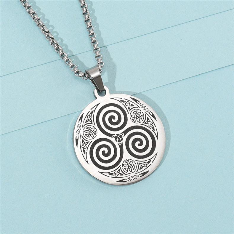 Collar de vórtice vikingo de brujería de acero inoxidable con indicador de plata
