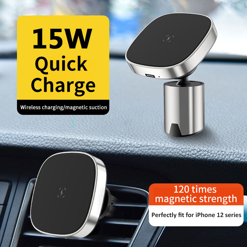 Support de téléphone portable pour voiture, chargement sans fil, magnétique