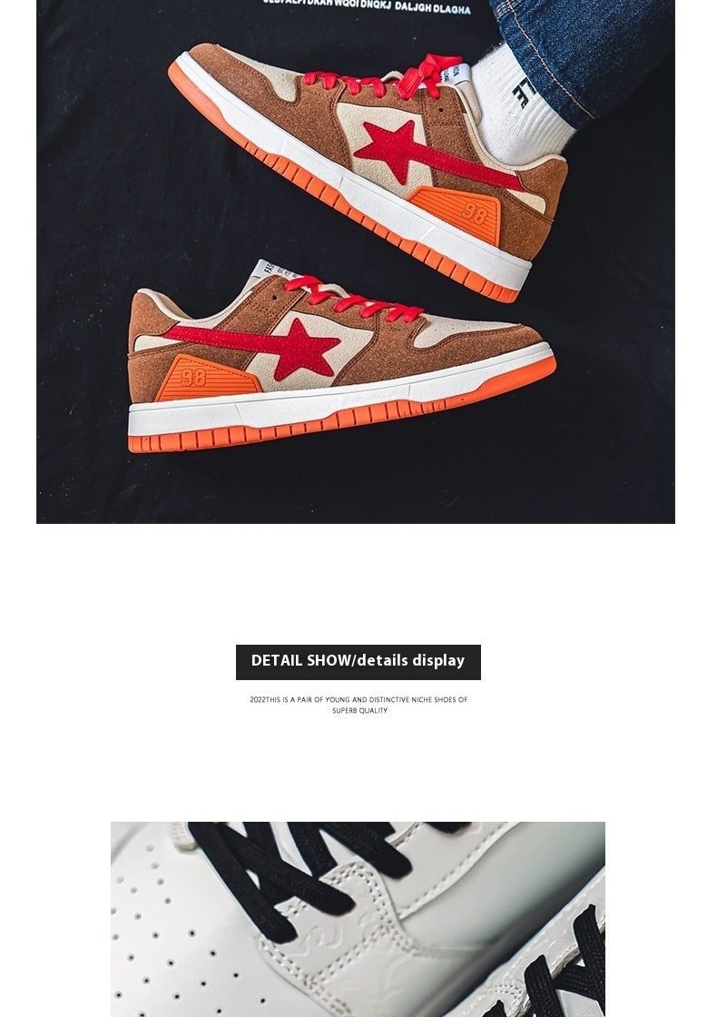 Zapatilla retro XINGX de color plano en contraste para mujer, todo fósforo