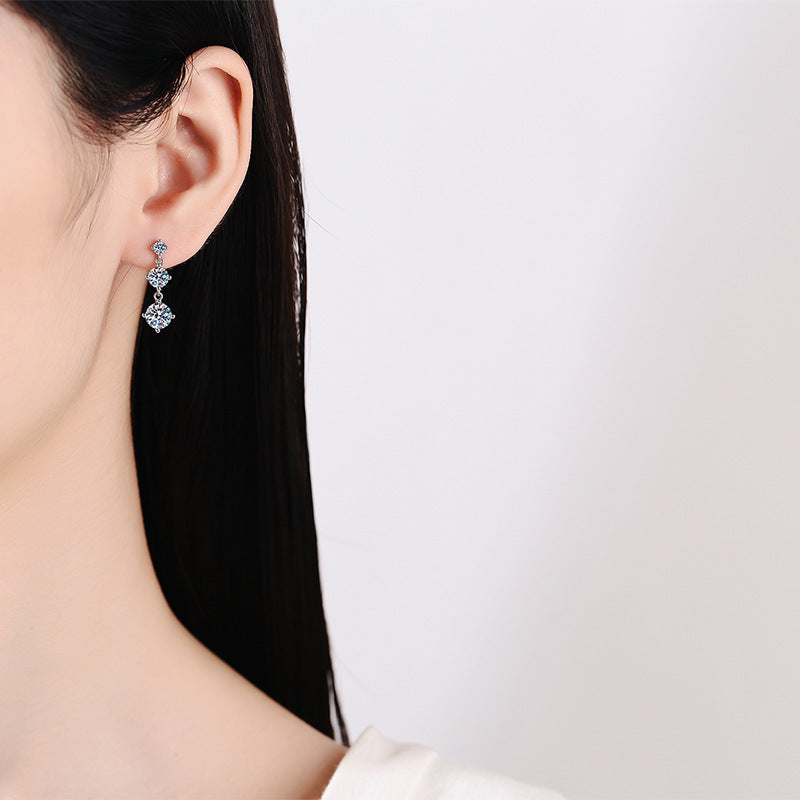 Boucles d'oreilles en argent Sterling S925, pompon Moissanite