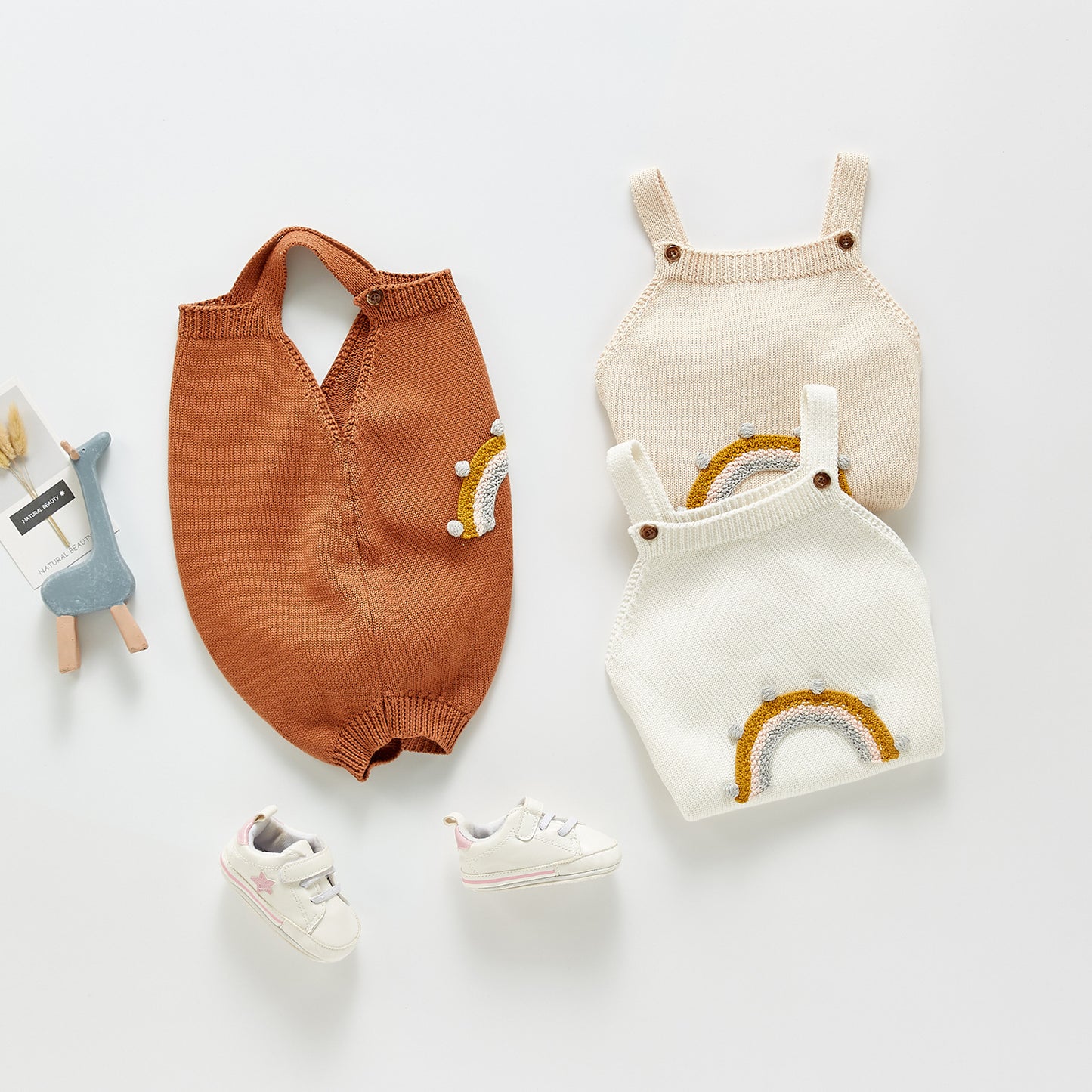 Nouveau Pull à bretelles tricoté pour bébé fille