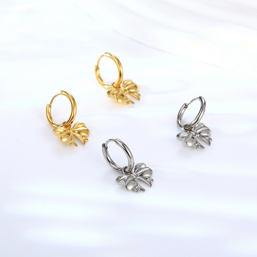 Boucle d'oreille à nœud en acier et titane pour femmes