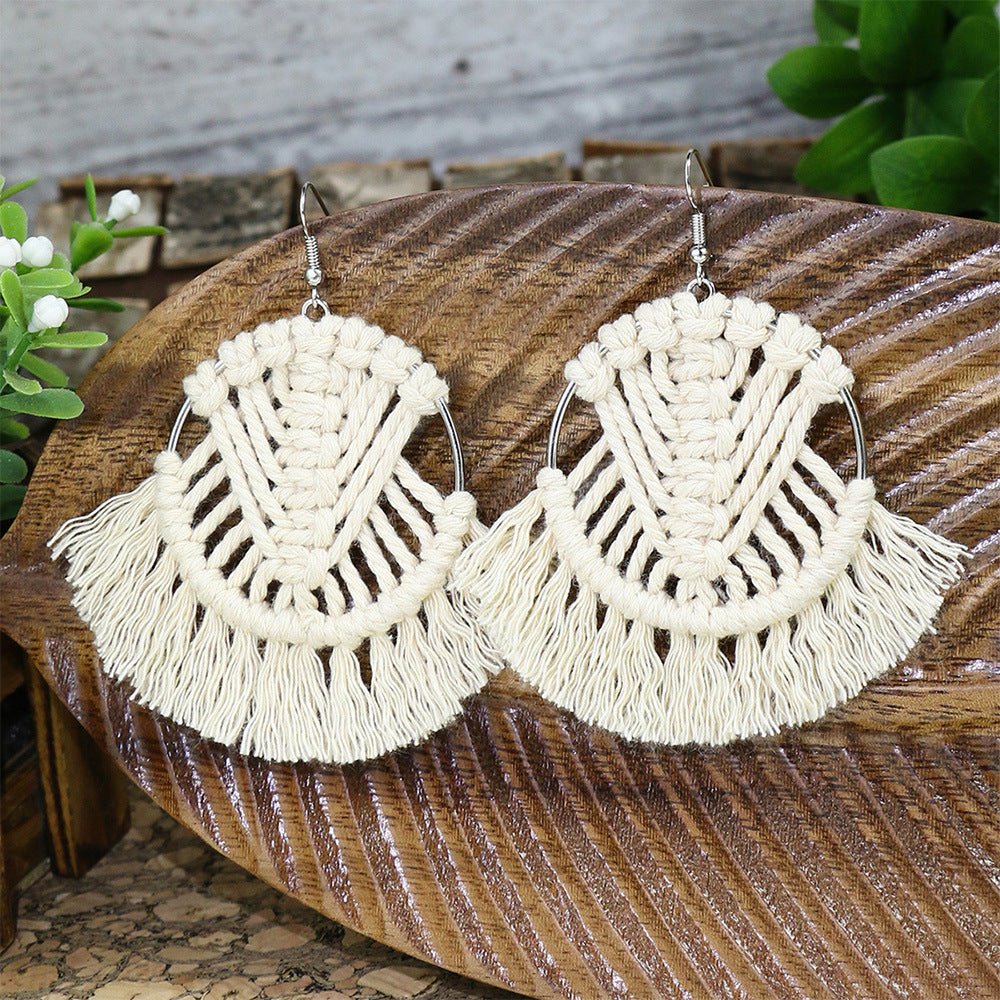 Boucles D'oreilles Gland Tissage Fait Main Style Ethnique Géométrique Creux