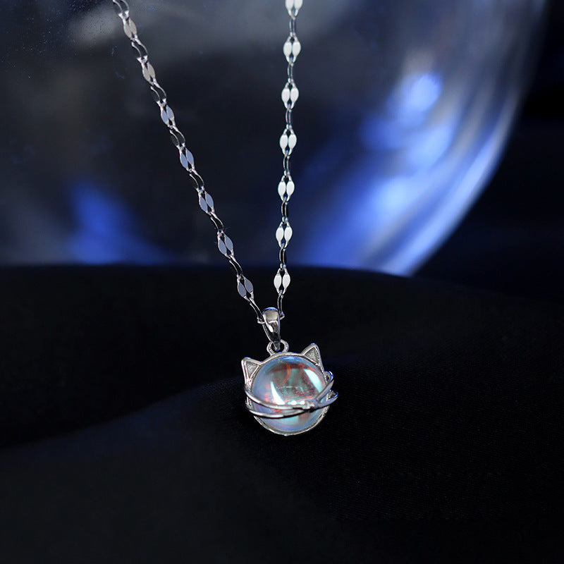 Women's Fashion Fantasy Planet Cat Pendant Necklace