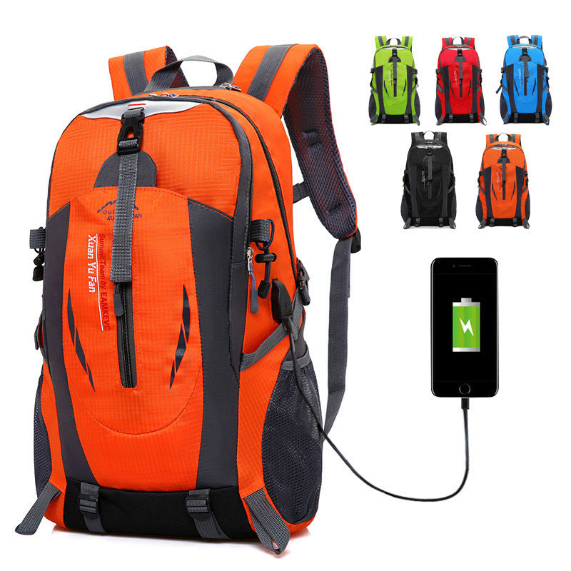 Sac rechargeable USB nouveau double sac à bandoulière mâle grande capacité sac d'alpinisme en plein air femmes sport loisirs sac de voyage