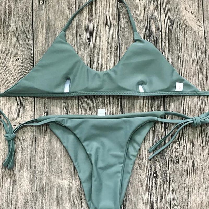 Traje de baño para mujer Bikini Conjunto de bikini de color sólido