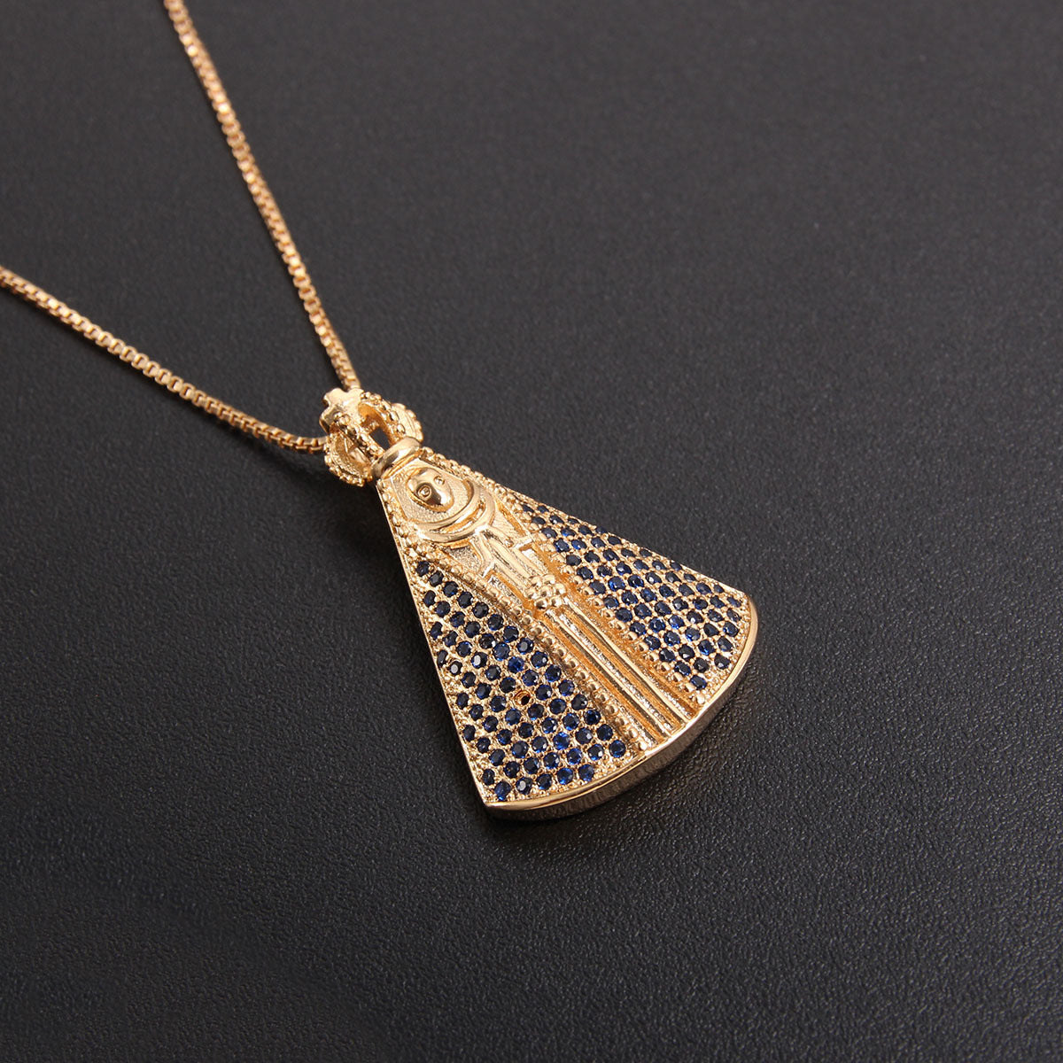 Pendentif en dentelle de Zircon incrusté d'or creux plaqué cuivre à la mode, accessoires d'ornement de collier religieux