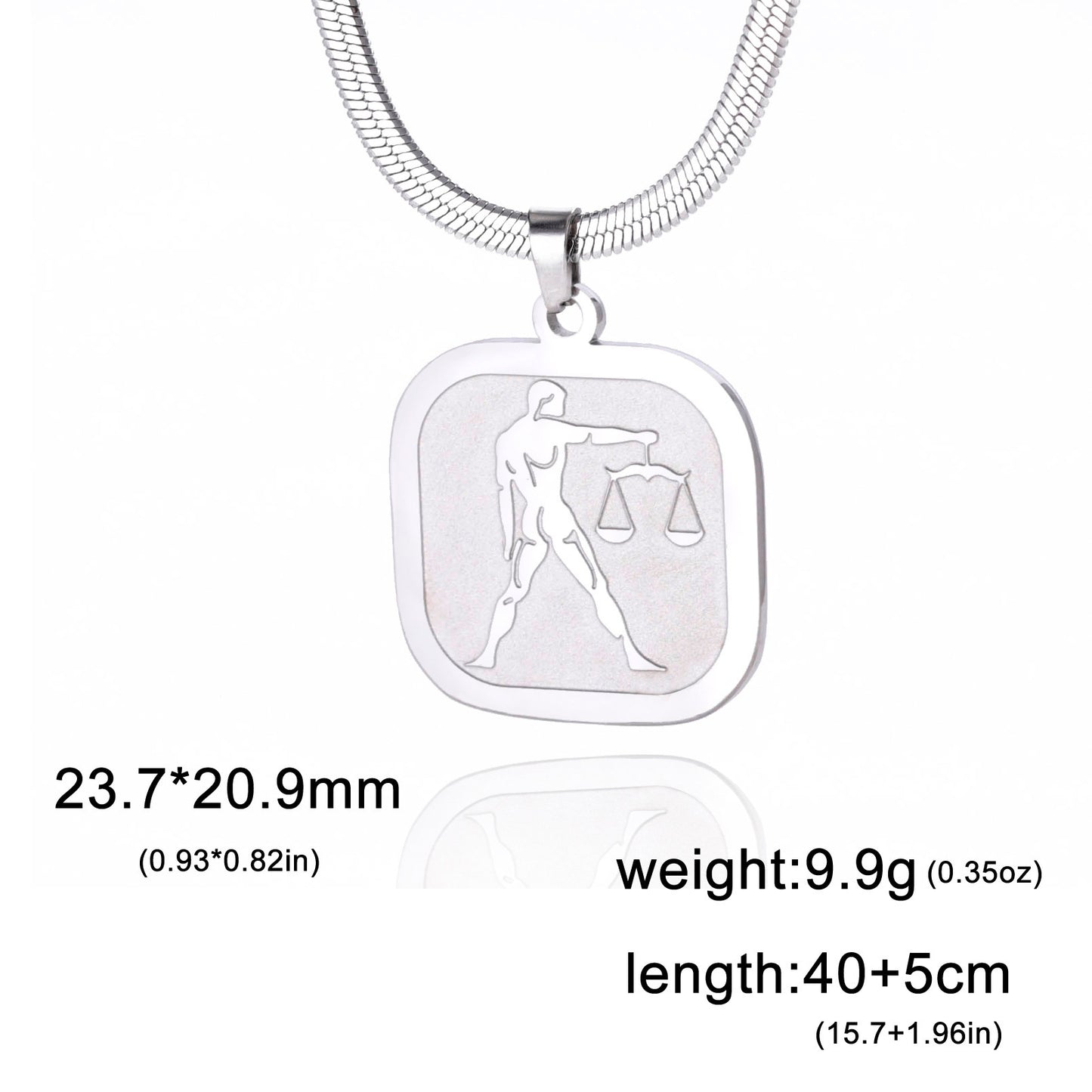 All-match Twelve Constellation Small Square Brand Stainless Steel Necklace