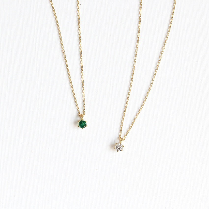 Women's Simple Mini Single Diamond Zircon Six-claw Classic Necklace