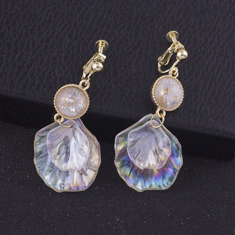 Boucles d'oreilles pétales de coquille acrylique colorées, bobine de moustique