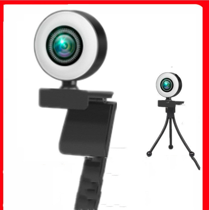 Caméra Web d'ordinateur ronde avec caméra vidéo en direct HD1080P avec lumière de remplissage