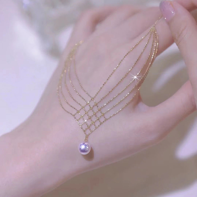 Women's Mermaid Pearl Lace Multi-layer Necklace