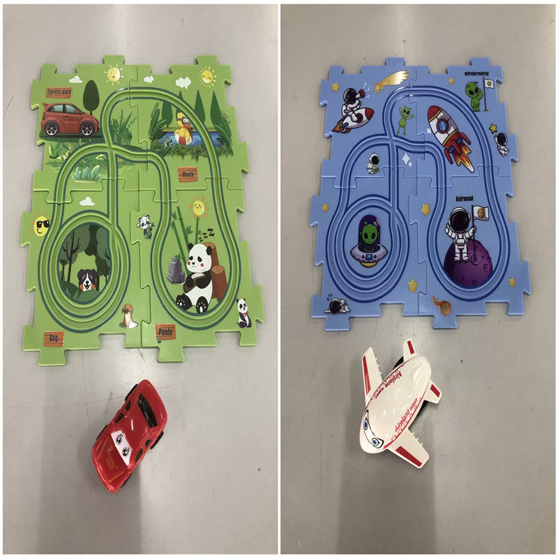 Puzzle pour enfants, vitesse de chemin de fer électrique, assemblage de voiture électrique automatique, scène de ville, Construction, jouet éducatif, cadeau
