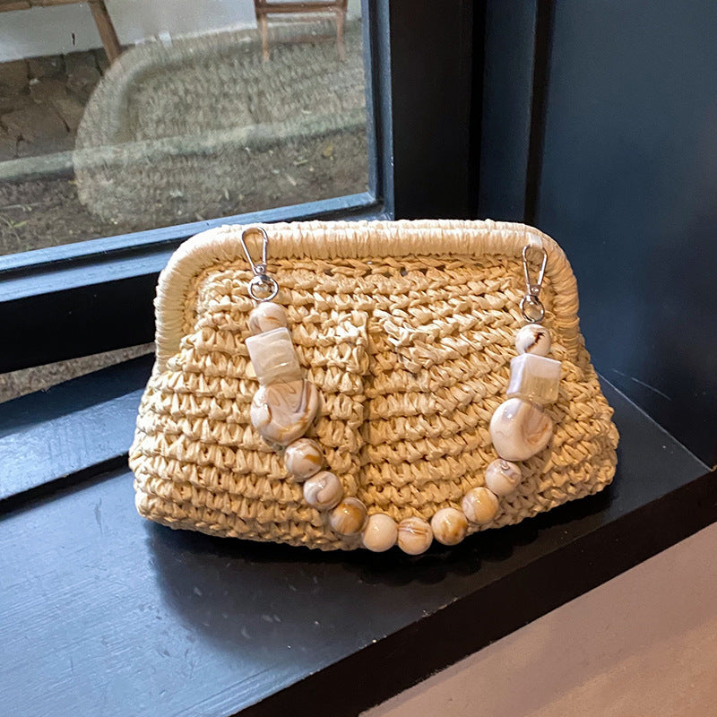 Sac à main polyvalent féminin en herbe tissée