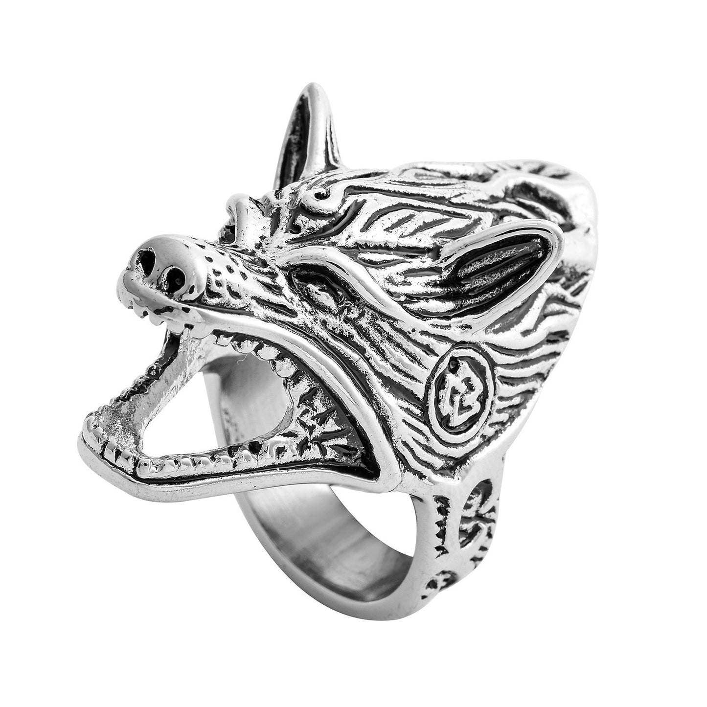 Bague tête de loup créative à double usage